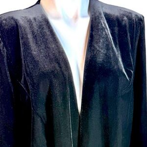 Alex Evenings Classic Black Velour Blazer Jacket Sz M